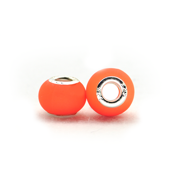 Perla ciambella fluorescente (2 pezzi) 14x10 mm - Arancio